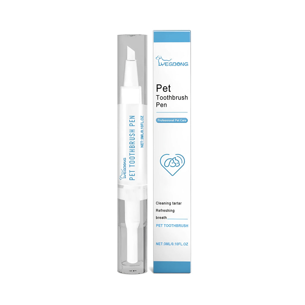 Pet dental cleaning brush with 3ml applicator and dual-ended design for dog and cat teeth