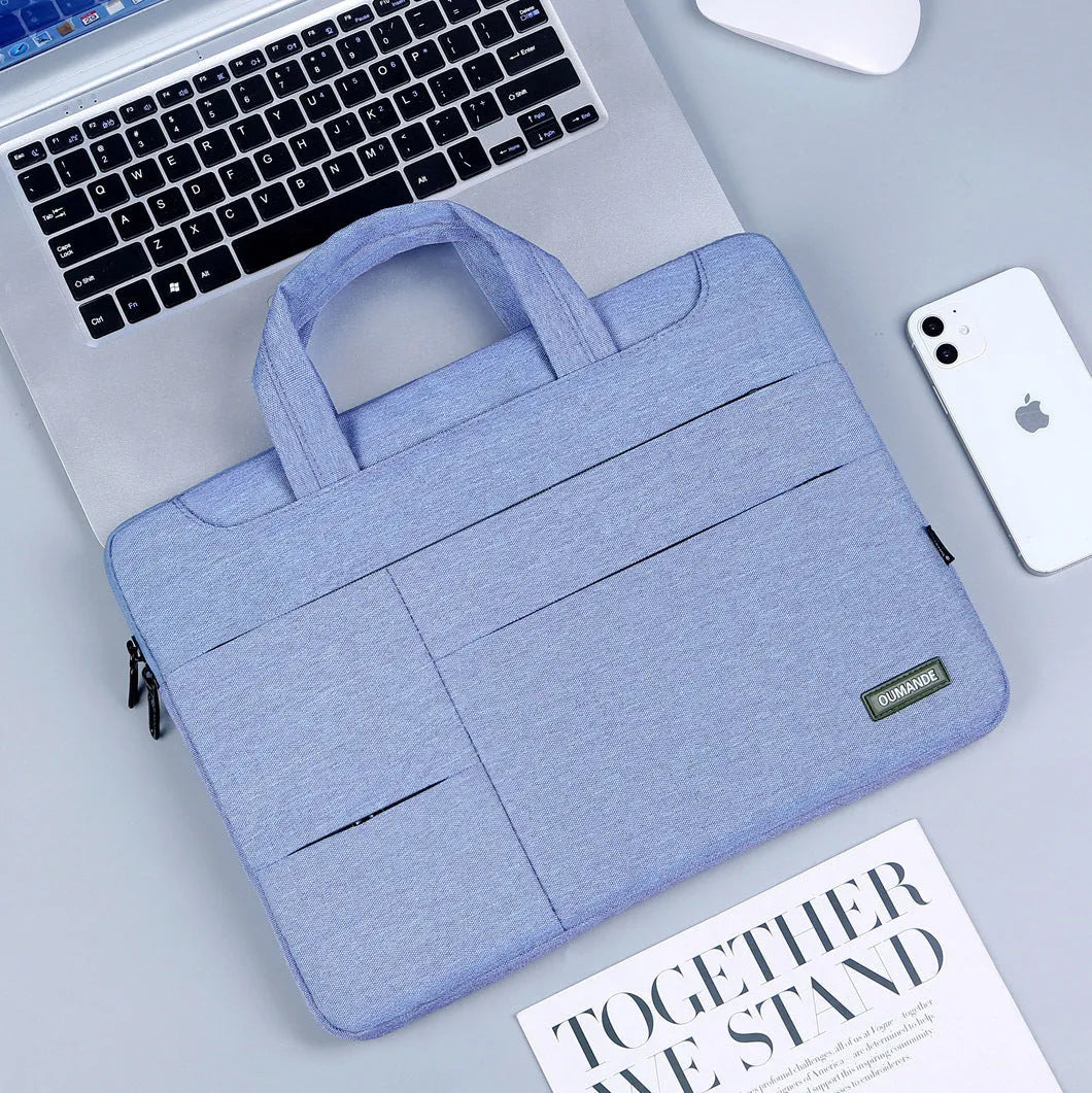 15.6-inch Oxford cloth laptop bag in dark gray with sewing line detail