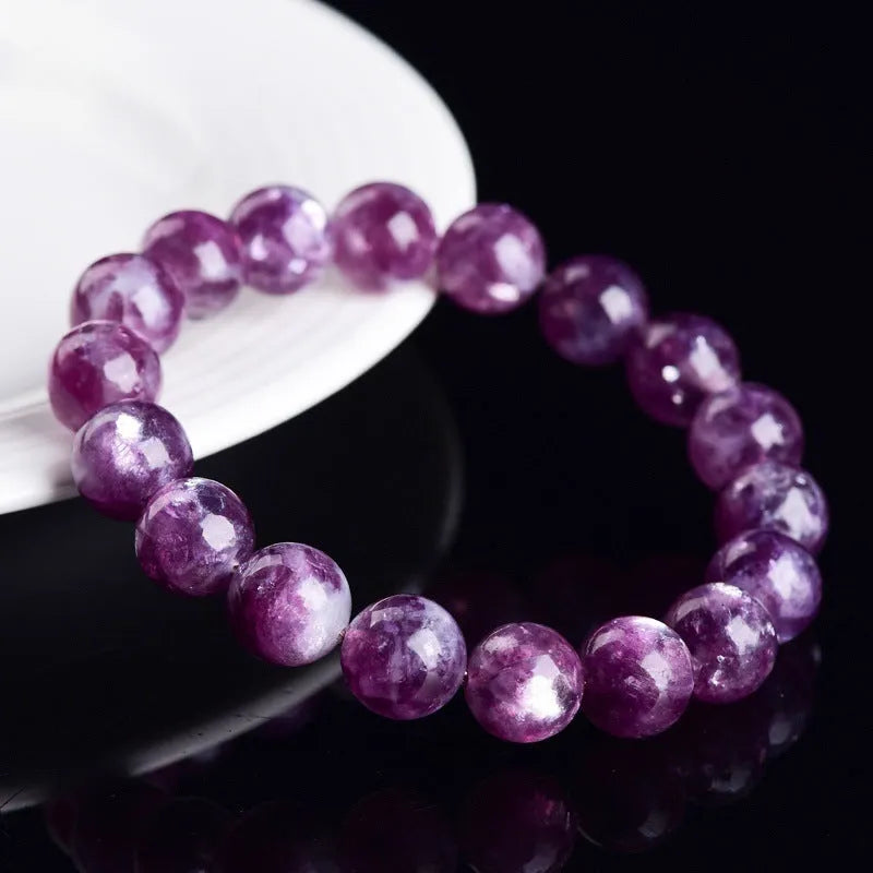Polished geometric crystal bracelet in 5A Purple with Korean-style unisex design
