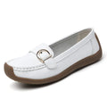 Women's casual loafers in beige with flat heel, round toe, and soft bottom