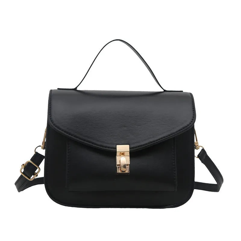 PU leather messenger bag with sandwich pockets and crossbody strap in urban simplicity style