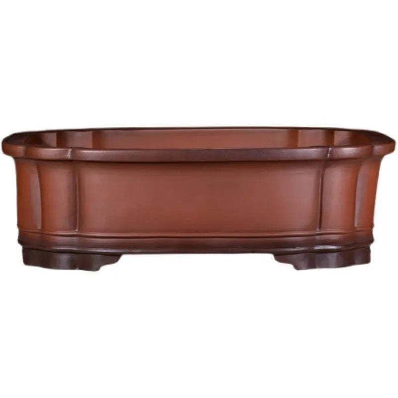 Antique Chinese purple clay flowerpot with crabapple sand glaze, 71cm long