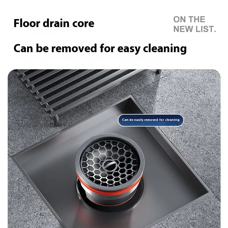304 stainless steel courtyard floor drain with gun grey 15x15cm ABS plastic core for outdoor drainage
