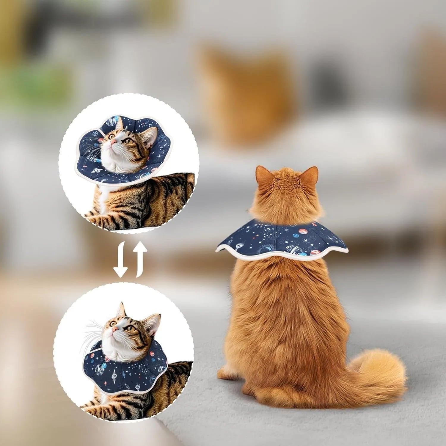 Soft cat recovery collar breathable waterproof adjustable S M size for small medium cats kittens