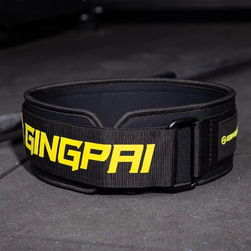 Abdominal exercising band with lumbar support belt for weightlifting and fitness training in adjustable sizes