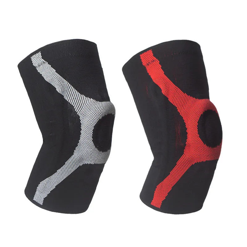 Silicone sports kneecap for running and climbing in red colour with non-slip design