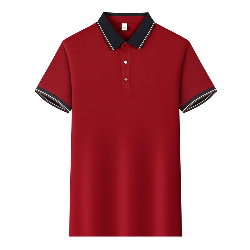 Cotton blend short-sleeved work shirt with turnover neck and colour stitching in a straight fit, available in multiple colours and sizes