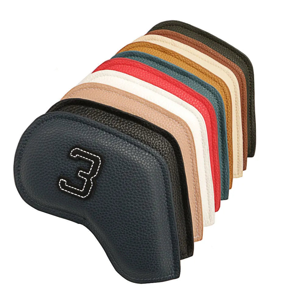 10-piece digital print golf club head cover set with colourful designs for driver and iron protection