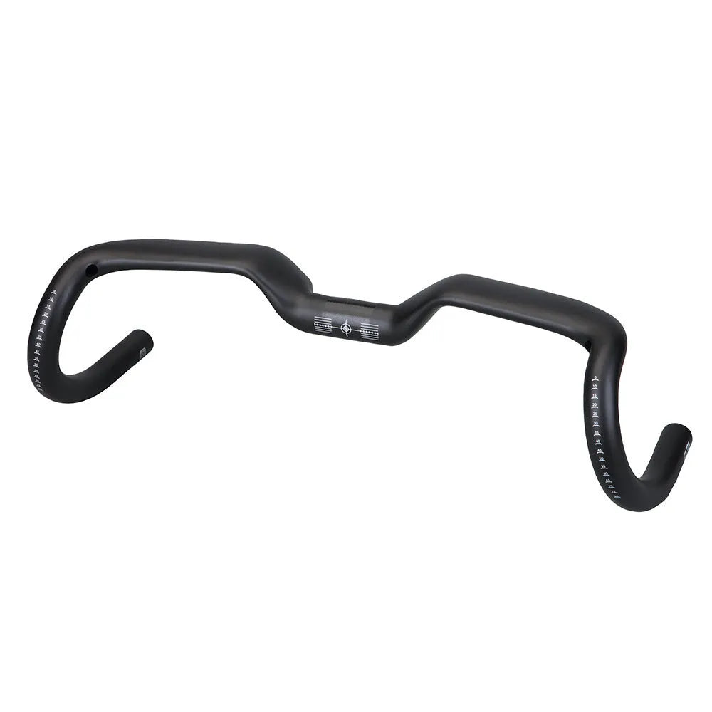 Black carbon fibre large angle bent motorcycle handlebar with 31.8mm clamp and 125mm rise