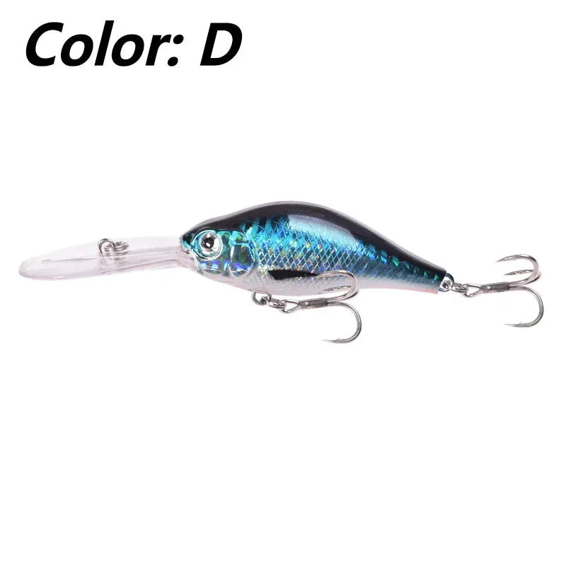 10.5cm deep diving Mino fishing lure with long tongue board, showing colour options.