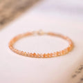 Natural sunstone crystal bracelet with ultra-thin 3mm beads on wrist, handmade women's accessory