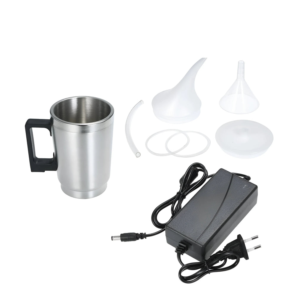Stainless steel automotive headlight restoration kit with power adapters for European and US vehicle electrical systems