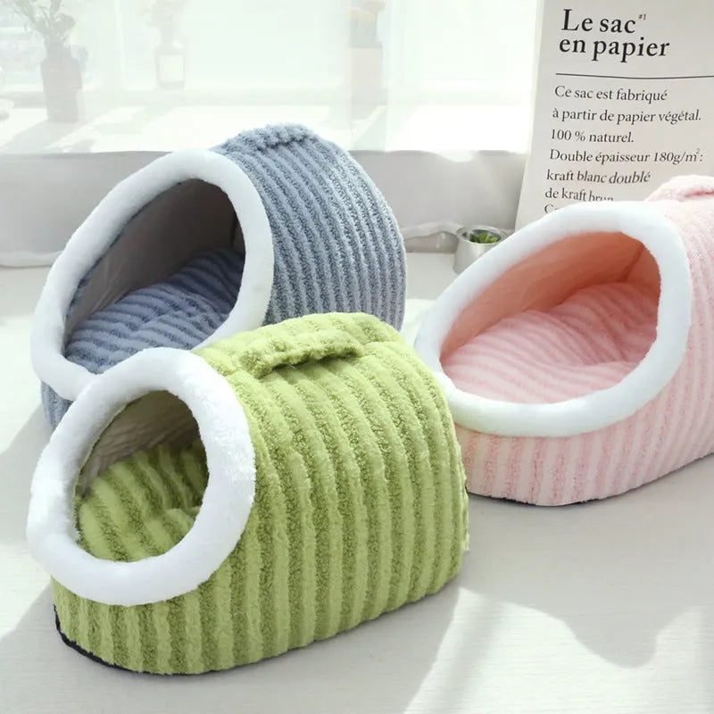 Thickened three-dimensional cat nest in blue, double-piece design, available in macaron colours