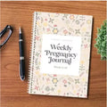 A5 pregnancy weekly diary notebook with dimensions 165mm by 240mm showing weekly format pages