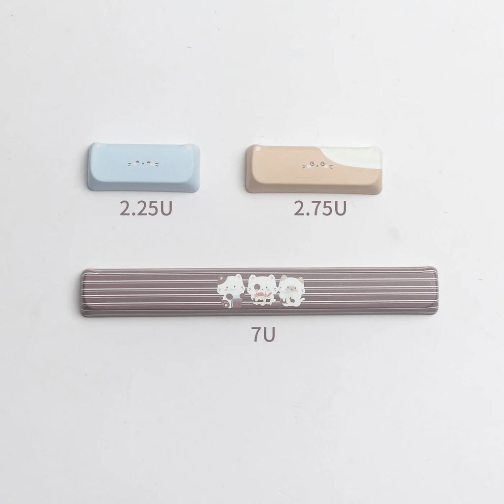 High sea salt cat design PBT keycap set with 7u spacebar supplement for March past mechanical keyboard layouts
