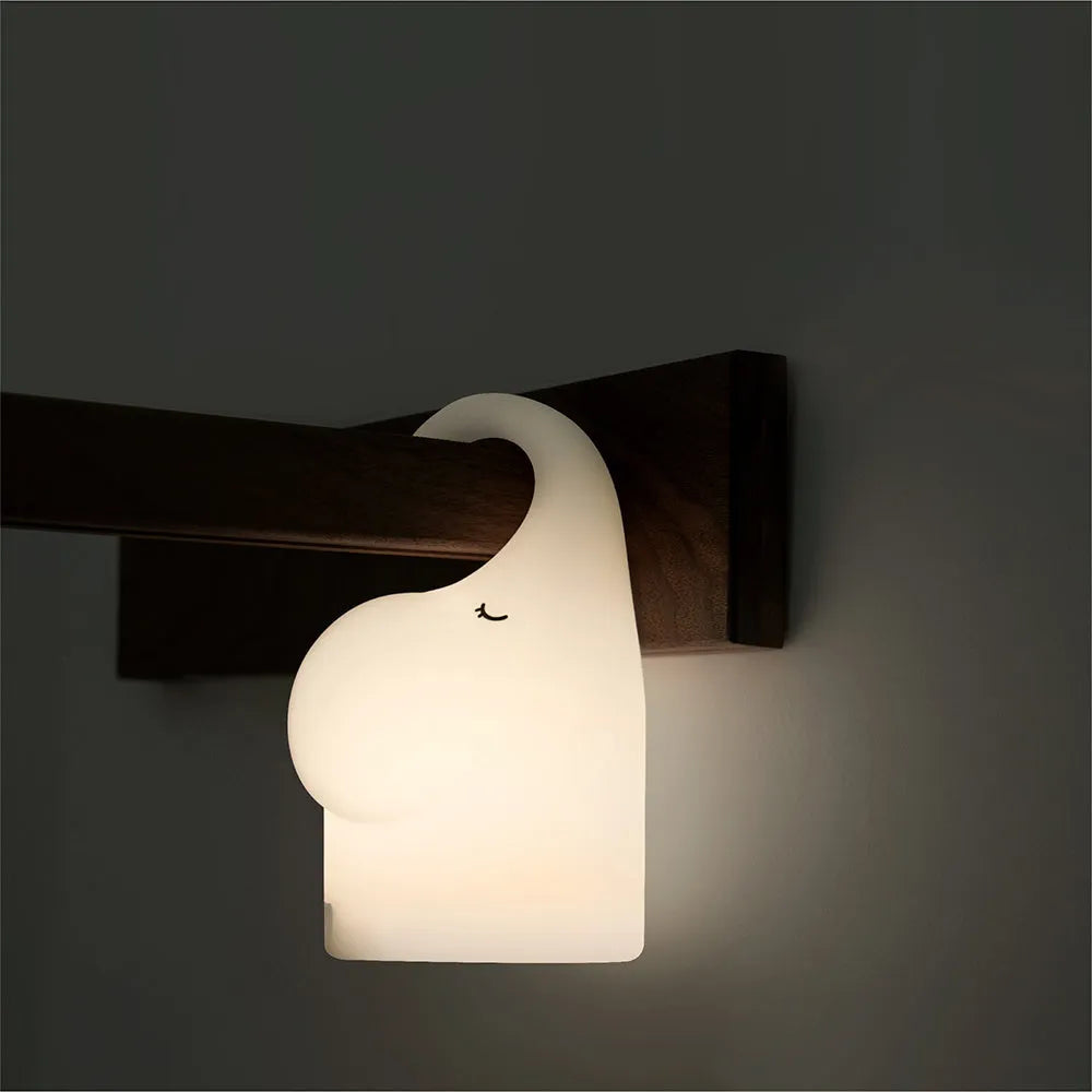 Elephant silicone night light with warm white LED glow for bedroom use