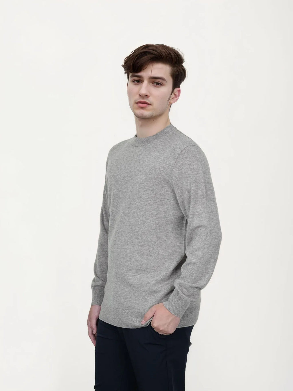 Men's wool pullover sweater in regular fit available in four colours for autumn winter daily wear
