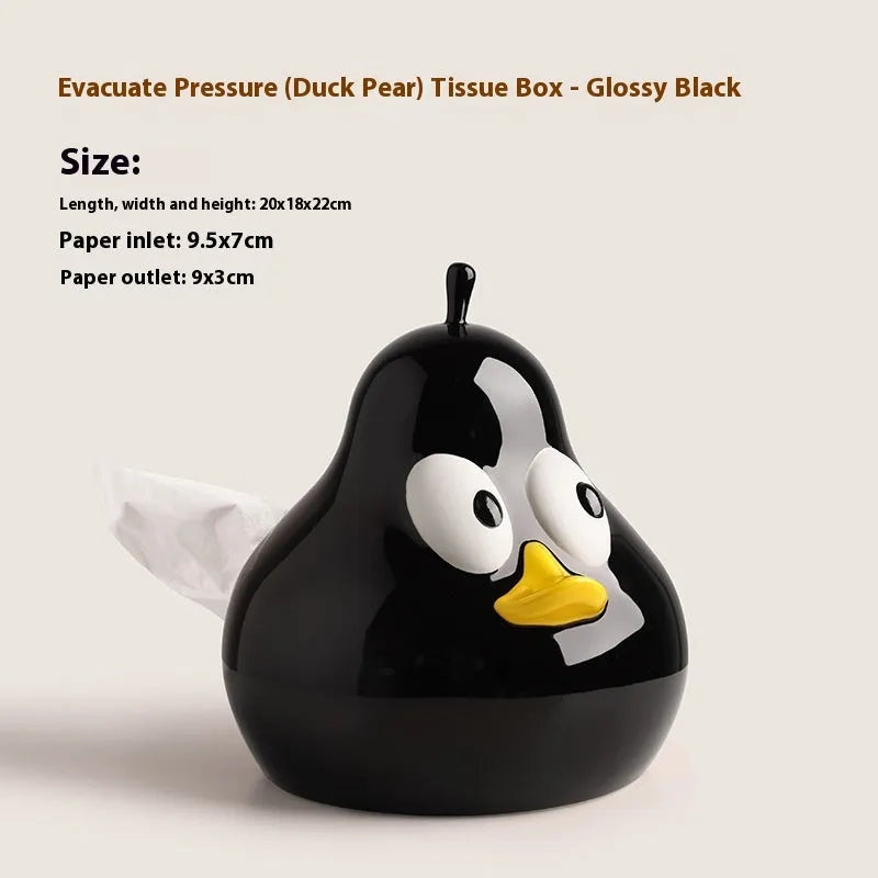 Ceramic pear-shaped tissue box with cute animal design in green colour option