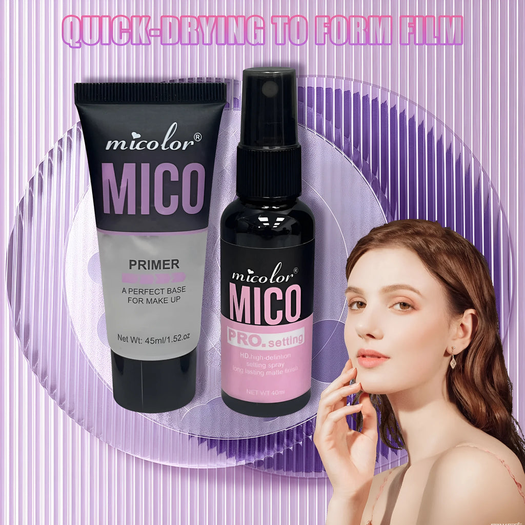 Makeup primer and final sealer spray two-in-one set with 45ml and 40ml bottles