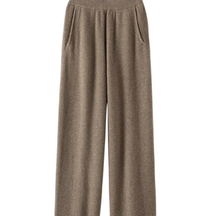 Thick cashmere high elasticity free size leggings for women in golden brown camel colour