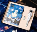 Galaxy dream notebook with cute cartoon astronaut cover, wireless binding, 80gsm paper, and gift box