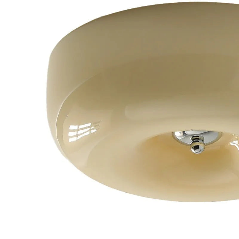 Cream coloured American style bedroom ceiling lamp with three-colour lighting, shown in 30cm and 40cm diameter options