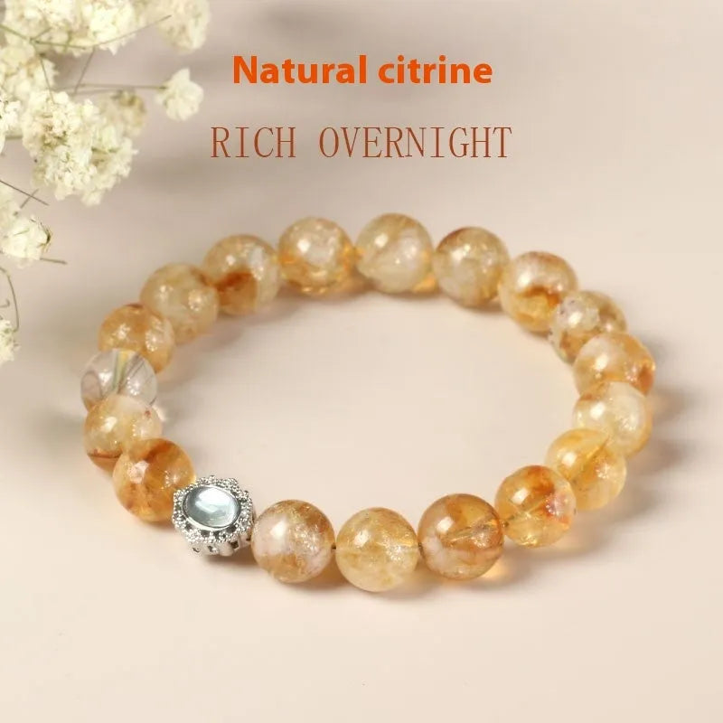 Citrine crystal geometric bracelet with 10mm size and grinding treatment in unisex style