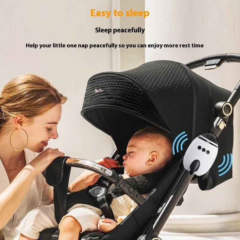 White ABS plastic baby stroller shaking device with Bluetooth and white noise functions for infant calming