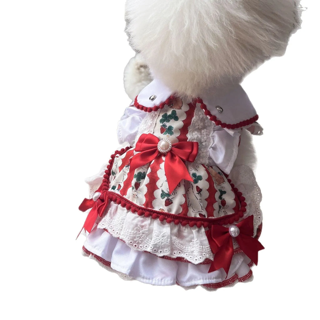 Polyester dog dress with rabbit skirt in princess style for small to medium female pets