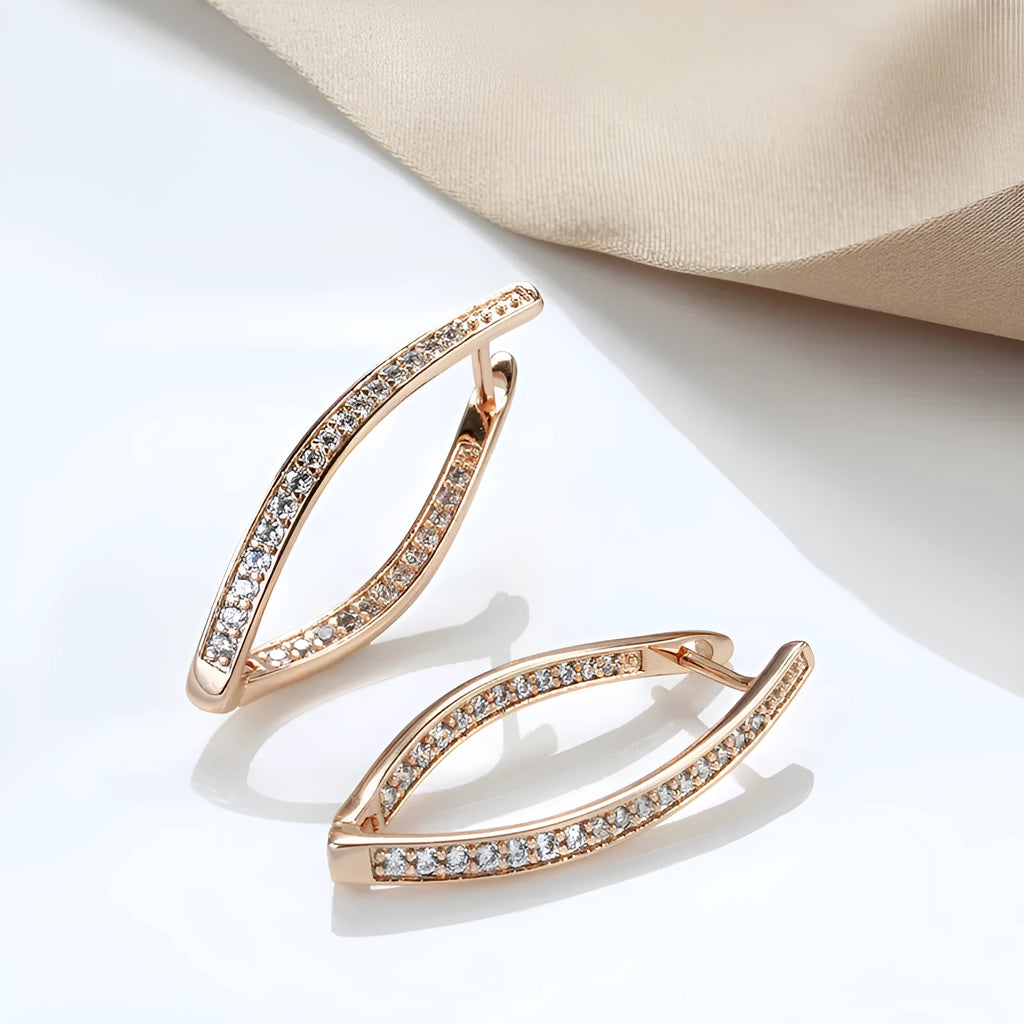 Geometric copper drop earrings with zircon accents for women, H0493 colour