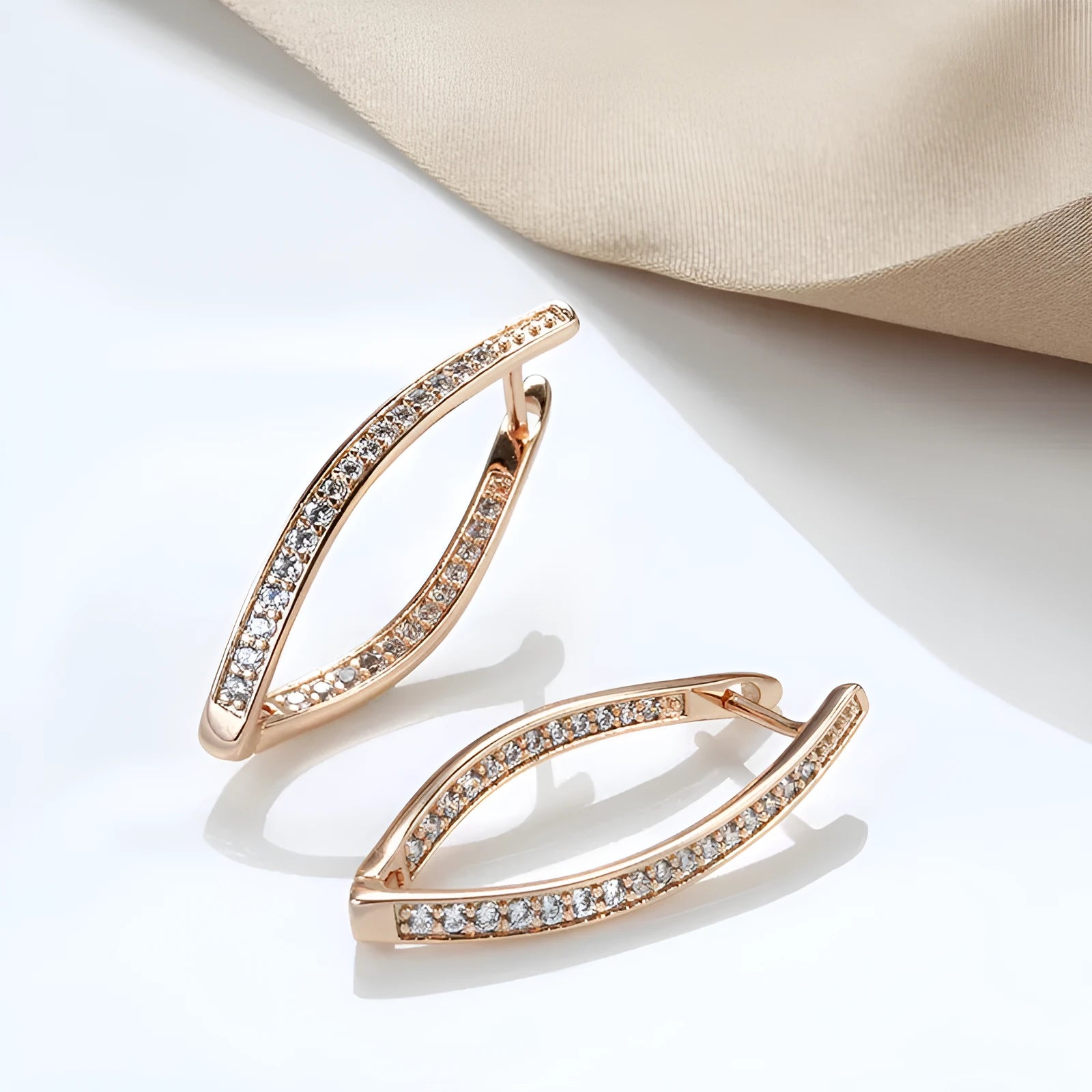 Geometric copper drop earrings with zircon accents for women, H0493 colour