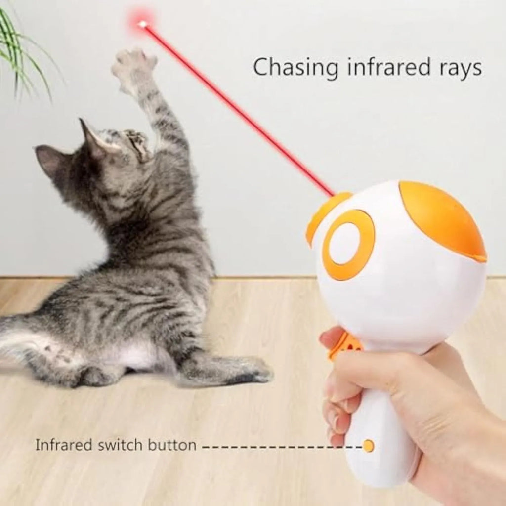 Green, orange, and pink plastic dog treat launcher toy for interactive feeding and training