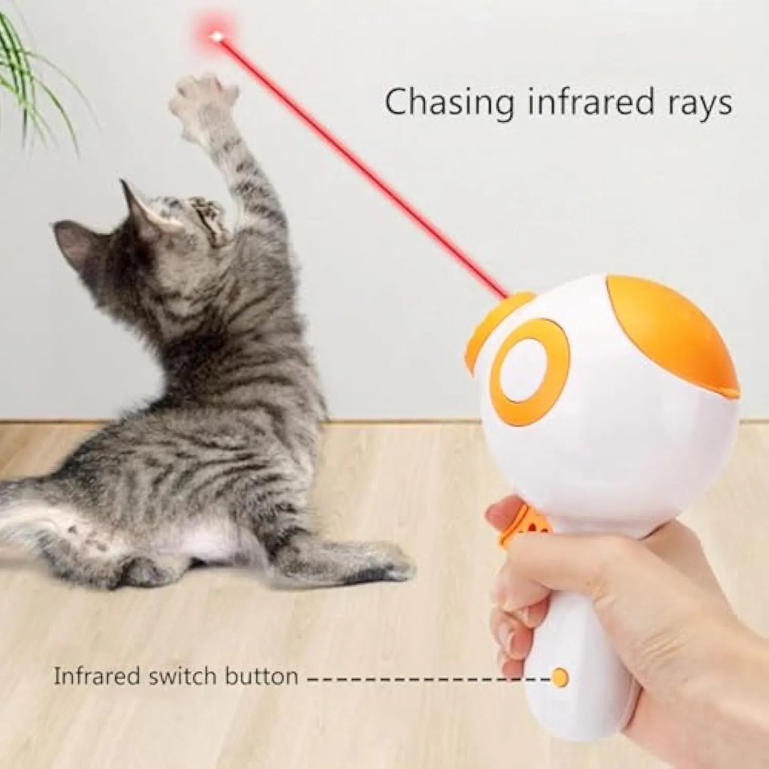 Green, orange, and pink plastic dog treat launcher toy for interactive feeding and training