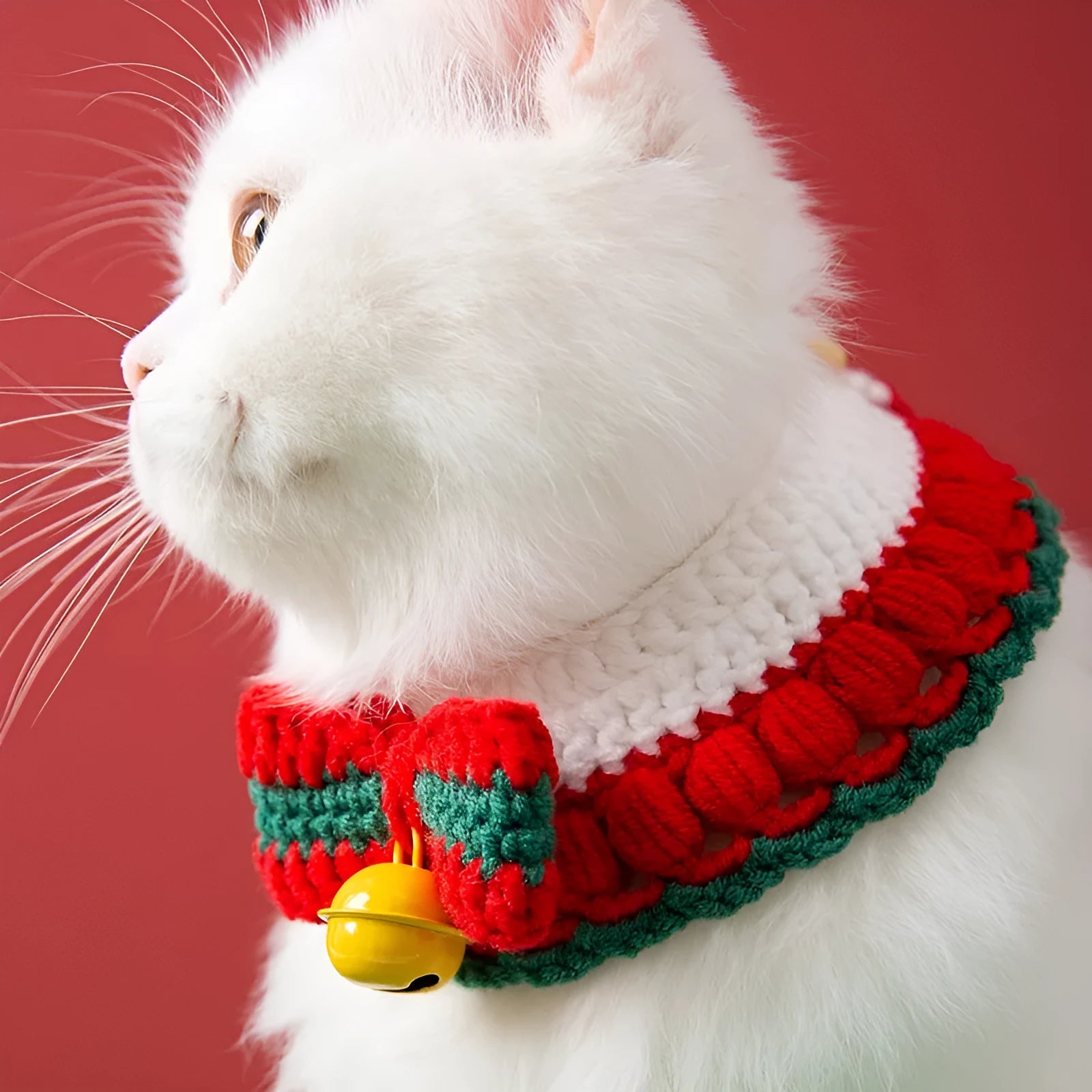 Christmas pet cat milk cotton hand knitting yarn collar adjustable scarf for cats under 15kg in Christmas Bowknot colour