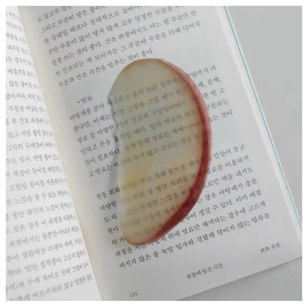 Cute fixed photo cartoon watermelon fruit bookmark made of plastic, approximately 8-10cm in size, transparent style.