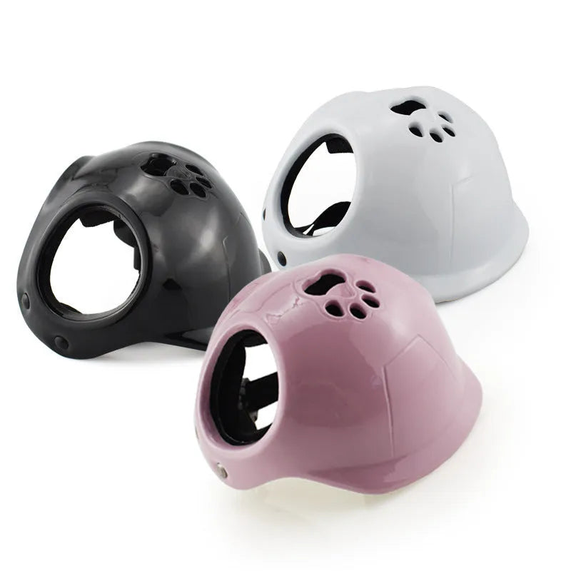Plastic cycling hat helmet for small and medium dogs in black, white, and pink free size