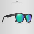 Polarised sunglasses with TAC lenses and PC frame for outdoor UV protection.