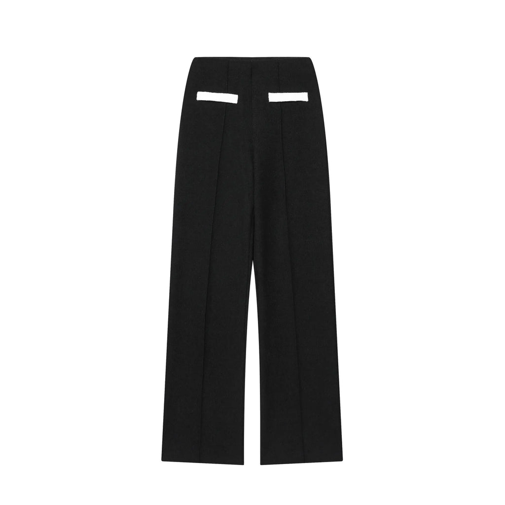 Contrast colour beaded leather top with stretch high-waisted trousers street fashion co-ord set