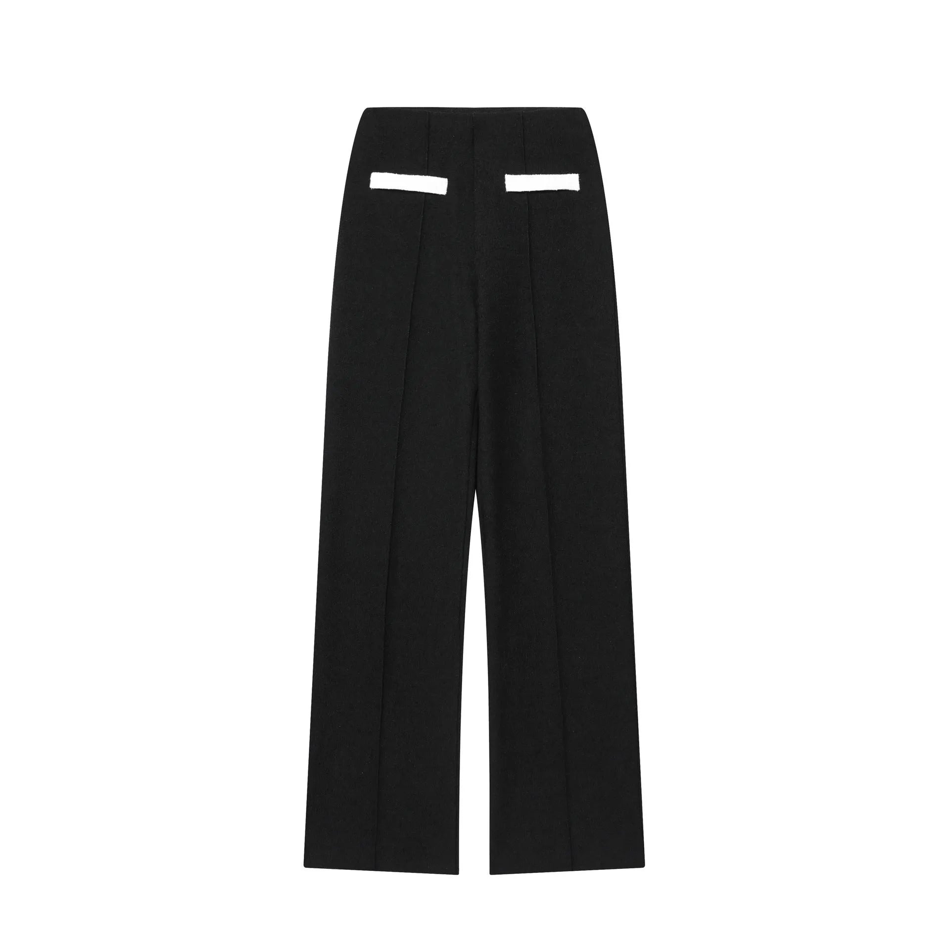 Contrast colour beaded leather top with stretch high-waisted trousers street fashion co-ord set