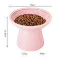 Ceramic elevated cat food bowl with wide shallow design in blue colour