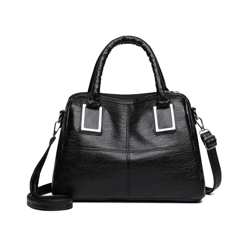 Women's large capacity shoulder bag with mobile phone pocket and document compartment in neutral colour
