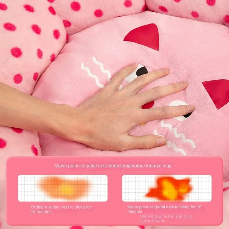 Pink dot cat nest cushion bed with fabric cover, 45cm or 65cm size for cats