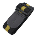 Adjustable woven guitar strap showing length adjustment and five colour options