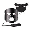 Black and gold LED light therapy face mask with multiple coloured lights for skin treatment