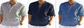 Men's casual cotton linen long sleeve shirt bundle in multiple colours with stand collar design