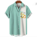 Men's striped Hawaiian shirt with button front and short sleeves in various colours