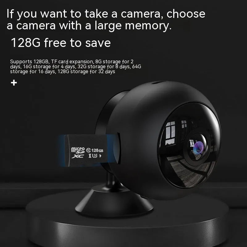1080p wireless WiFi surveillance camera with ABS housing on a flat surface.