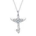 Copper stethoscope necklace with wings pendant in red diamond or white diamond finish for women