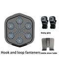 Black smart music boxing machine with Bluetooth connection and included gloves