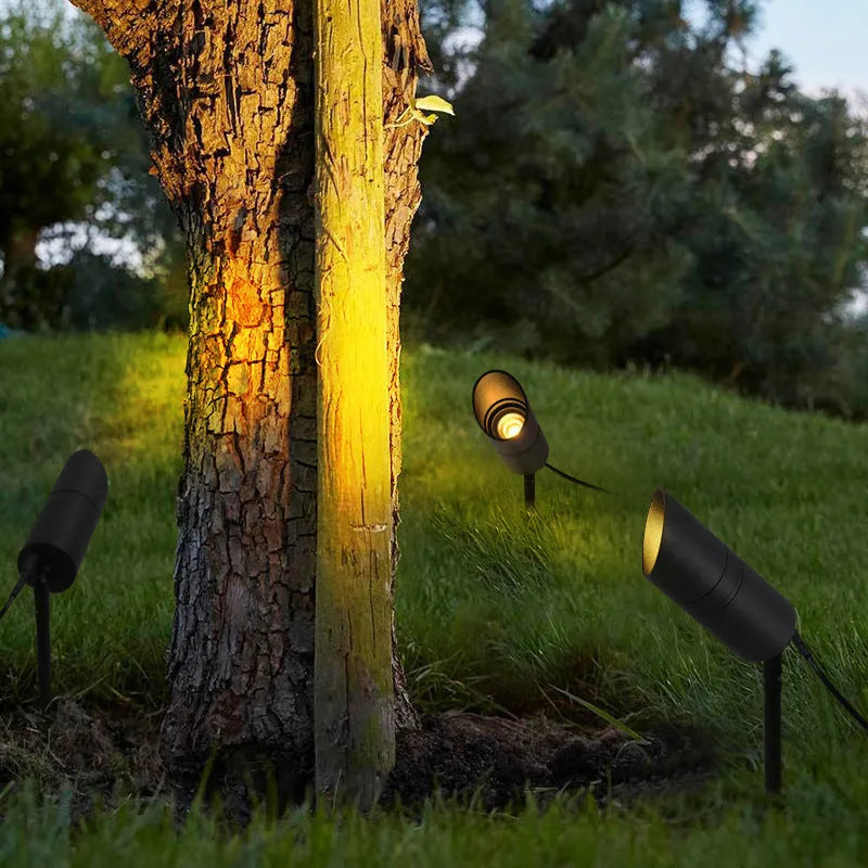 Outdoor aluminium ground LED lamp with A-style design for garden or pathway lighting.